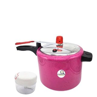 Kit Panela de Pressão 4,5 Litros Rosa pink Alumínio Alegrete+ Mini Processador 170ml. (Panelas de Pressao, Panela de Pressão alegrete, Panela Pressao, Processador)