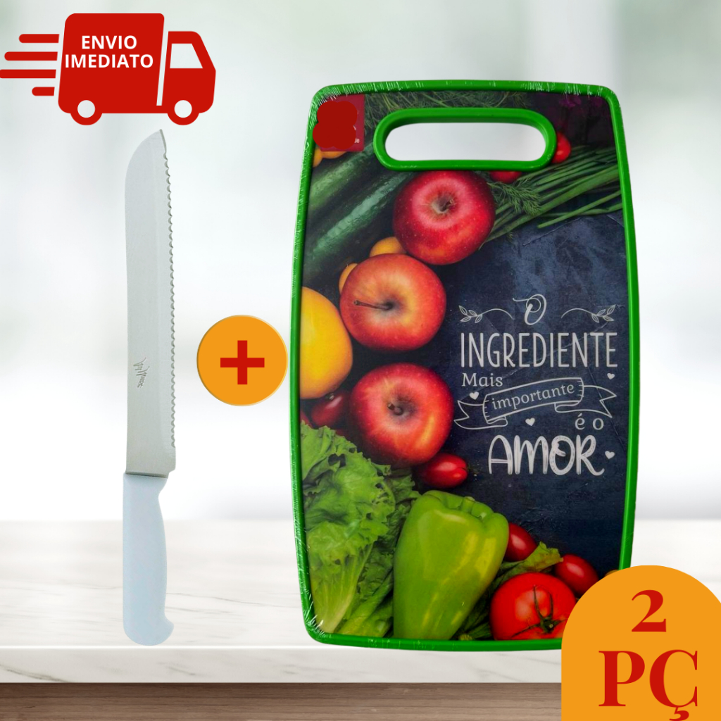 Kit Tábua de Cortar e Faca de Pão de Serra Para Cozinha Kit de Corte Carne Legumes Frutas