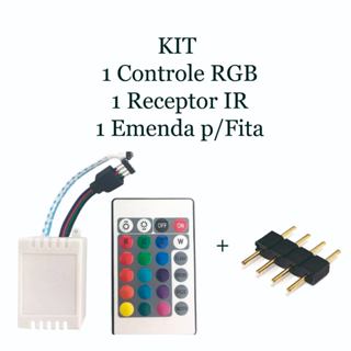 Kit Controle Rgb P/ Fita de Led + Controlador + Emenda 4 pinos 5050 E 3528