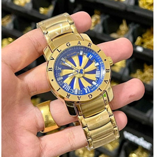 Relógio SpeedWay Ventilador Giratório Cassino Roleta Masculino Dourado Banhado á Ouro 18K Luxo Homem