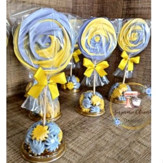 10 Pirulitos Rosetas de Suspiros➕️ suporte cakebox doces lembrancinha decoração festa mimo