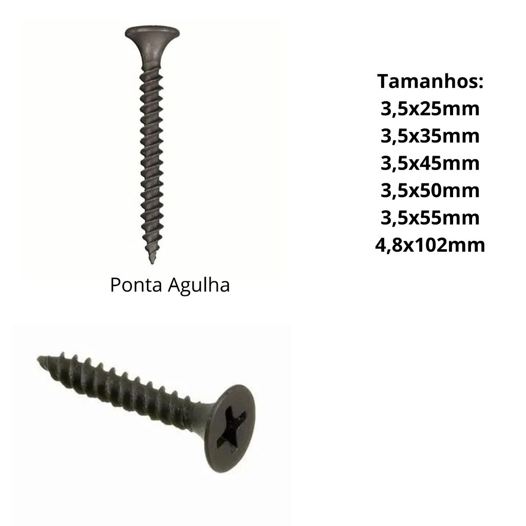 Parafuso Drywall Ponta Agulha parafuso para gesso e madeira / parafuso para montar moveis / parafuso para drywall