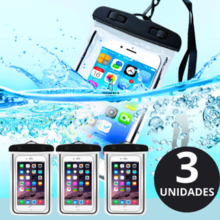 Kit 3 Capa Capinha Aprova Dágua Bolsa Impermeável Universal Para Celular