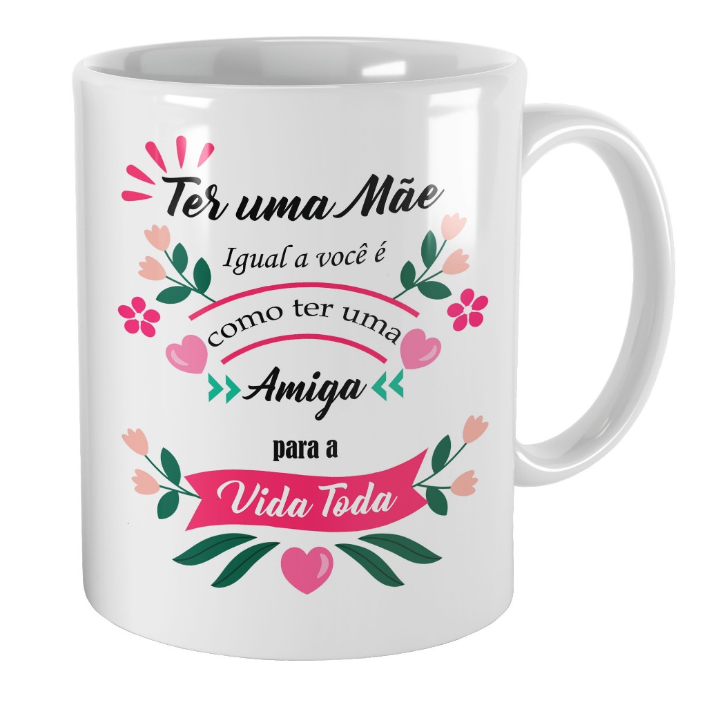 caneca floral personalizada para presente de aniversário cerâmica cozinha para mãe enteada dinda vó bisavó prima irmã tia cunhada sogra nora comadre madrasta babá namorada esposa filha
