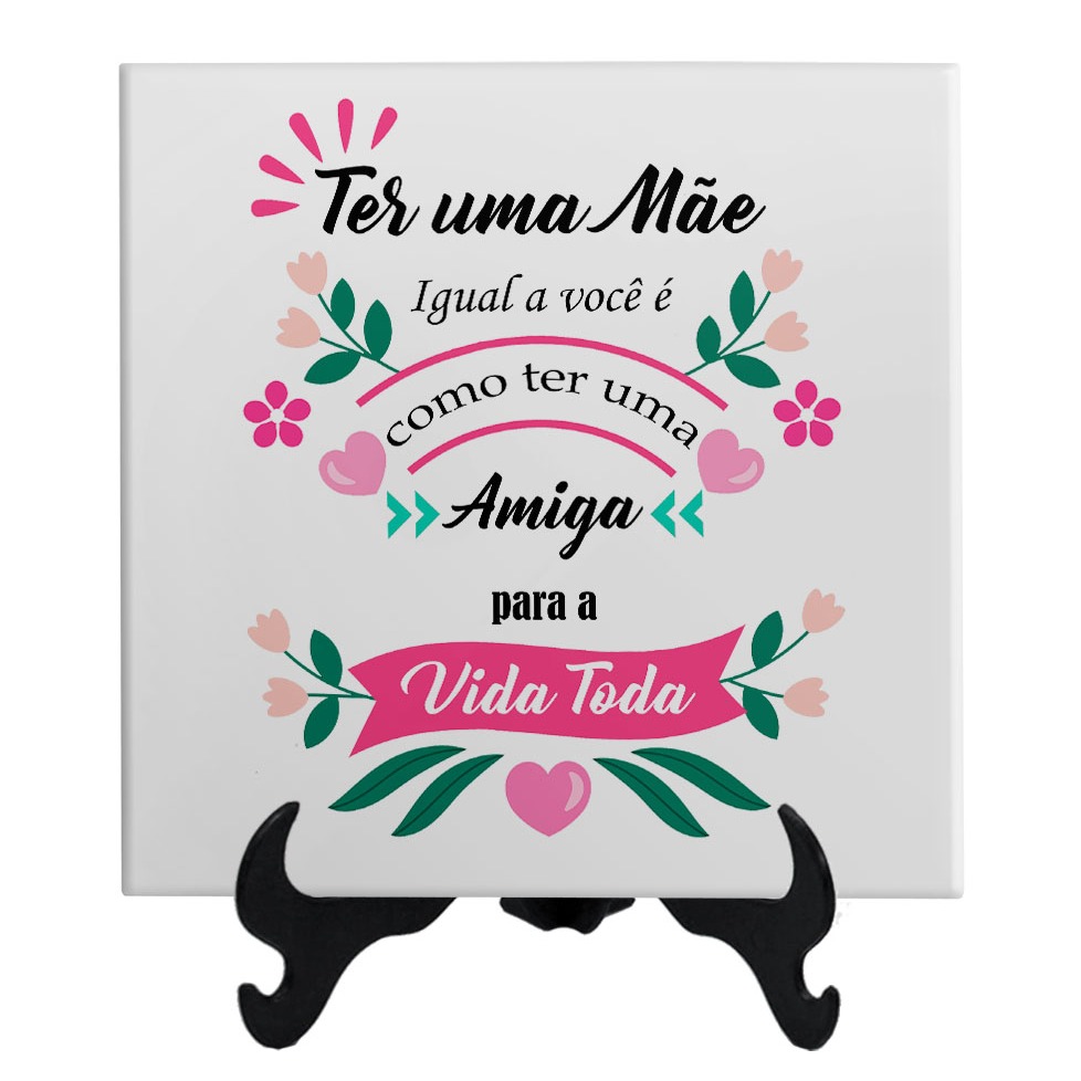azulejo floral quadro personalizado para presente de aniversário para mãe enteada dinda vó bisavó prima irmã tia cunhada comadre nora sogra madrasta babá namorada esposa filha