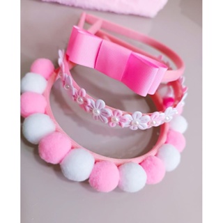 kit 3 Lindas Tiaras Rosa Com Pompons Forzinhas e Meia Pérola Kit Rosa Luxo Arquinho Rosa Acessório Infantil em Oferta na Shopee
