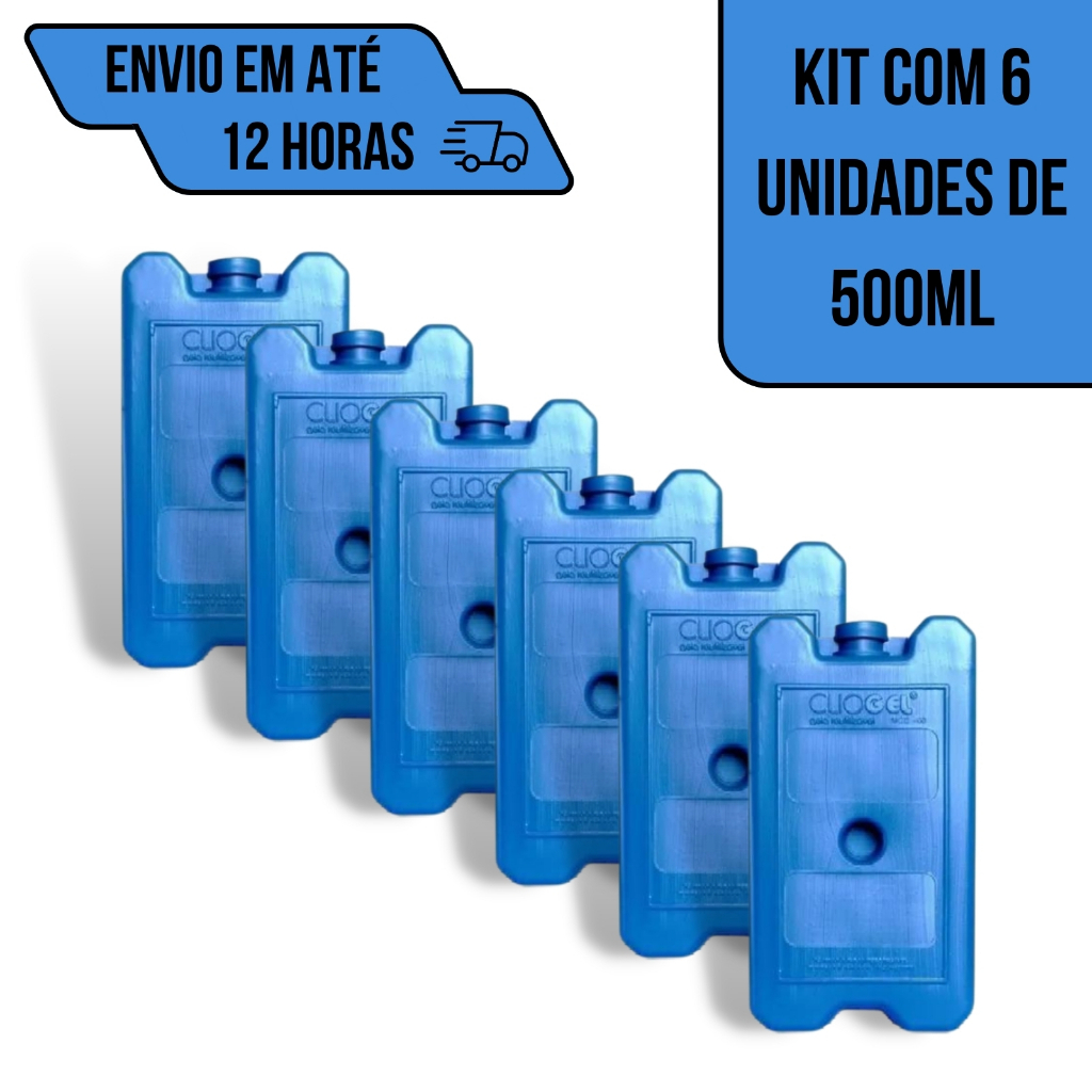 Kit 6 Gelo Placa Reutilizável 500ml Ideal Para Cooler Caixa Térmica Isopor em Oferta na Shopee