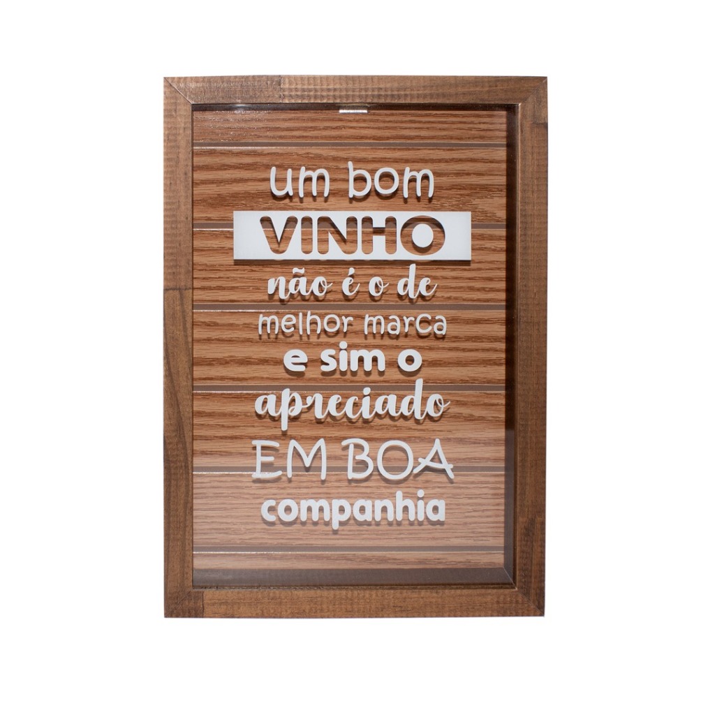 Quadro Porta-Rolhas De Vinho - 22x32x4,5cm, em Madeira com Vidro em Oferta na Shopee
