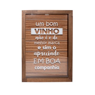 Quadro Porta-Rolhas De Vinho - 22x32x4,5cm, em Madeira com Vidro em Oferta na Shopee