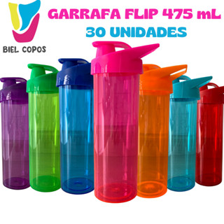 Kit 30 Garrafa Flip Flop 475 mL várias cores - Garrafa de água- Garrafa pra academia