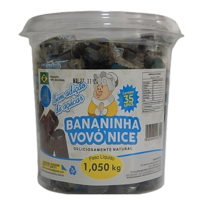 Bananinha Sem Açúcar POTE com 35 unidades e 31 calorias - Vovó Nice -1,050 Kg em Oferta na Shopee