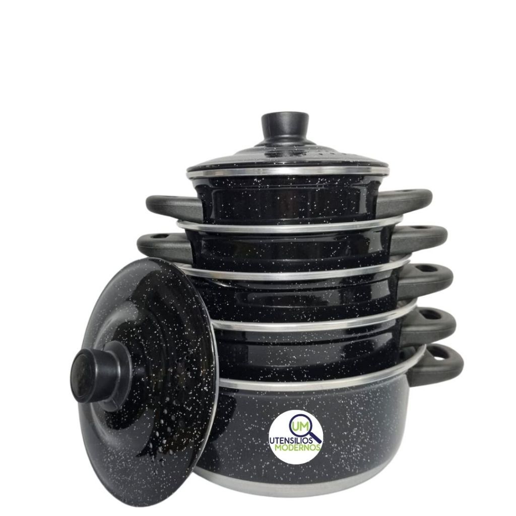 Conjunto de Panelas  Aluminio Preto 5 pçs Aluminio Amj , Conjunto de Panelas, Jogos de Panelas, Kit de Panelas,