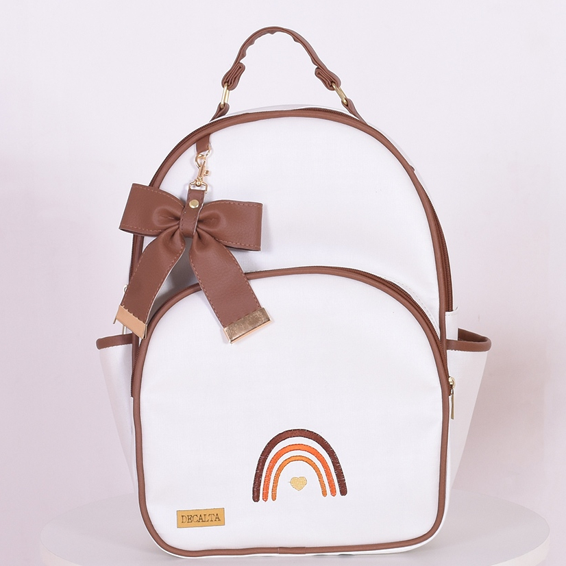Mochila Maternidade Menina/Menino Arco Íris Off/Cacau - 01 Peça