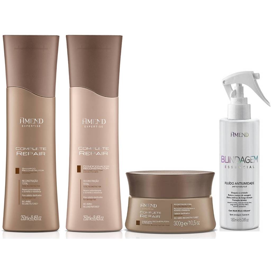Kit Complete Repair Amend Com  3 - Produtos + Fluido Blindagem Essencial 180g
