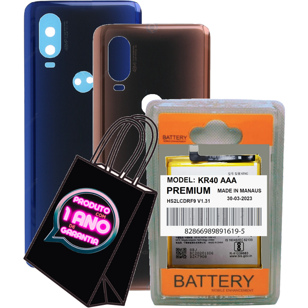 Battria KR40 Premium Compatível Com Moto One Vision Xt1970 + Alta Capacidade + Tampa!