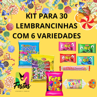 Kit aniversario infantil 30 sacolinha surpresa doces guloseimas festa em Oferta na Shopee