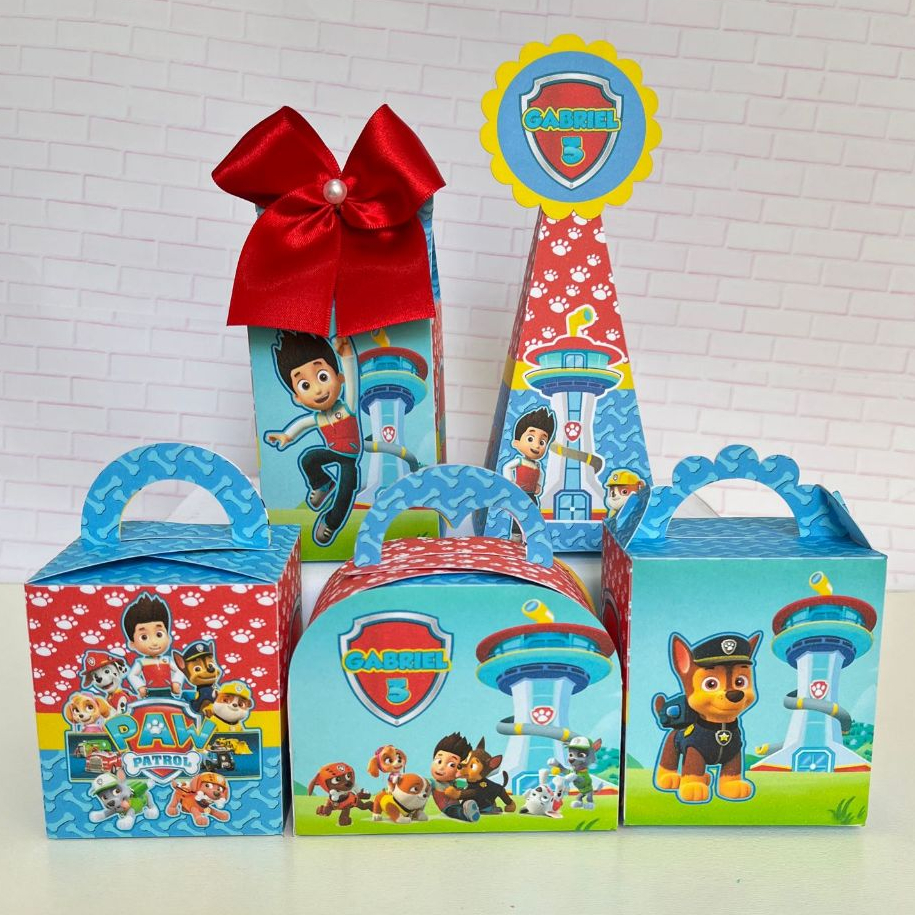Kit 30 Caixinha Personalizados para Aniversário Infantil - Lembrancinha Patrulha Canina