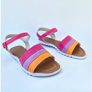 Sandália Peep Toe Feminina Rasteira Sola Baixa Fivela