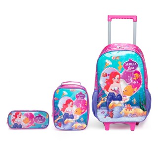Kit Mochila Lancheira Estojo Escolar Infantil Rodinhas Viagem