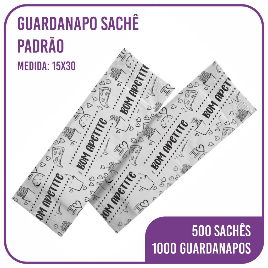 Guardanapo Sachê Bom Apetite 15x30 C/ 2 Folhas 500 Unidades em Oferta na Shopee