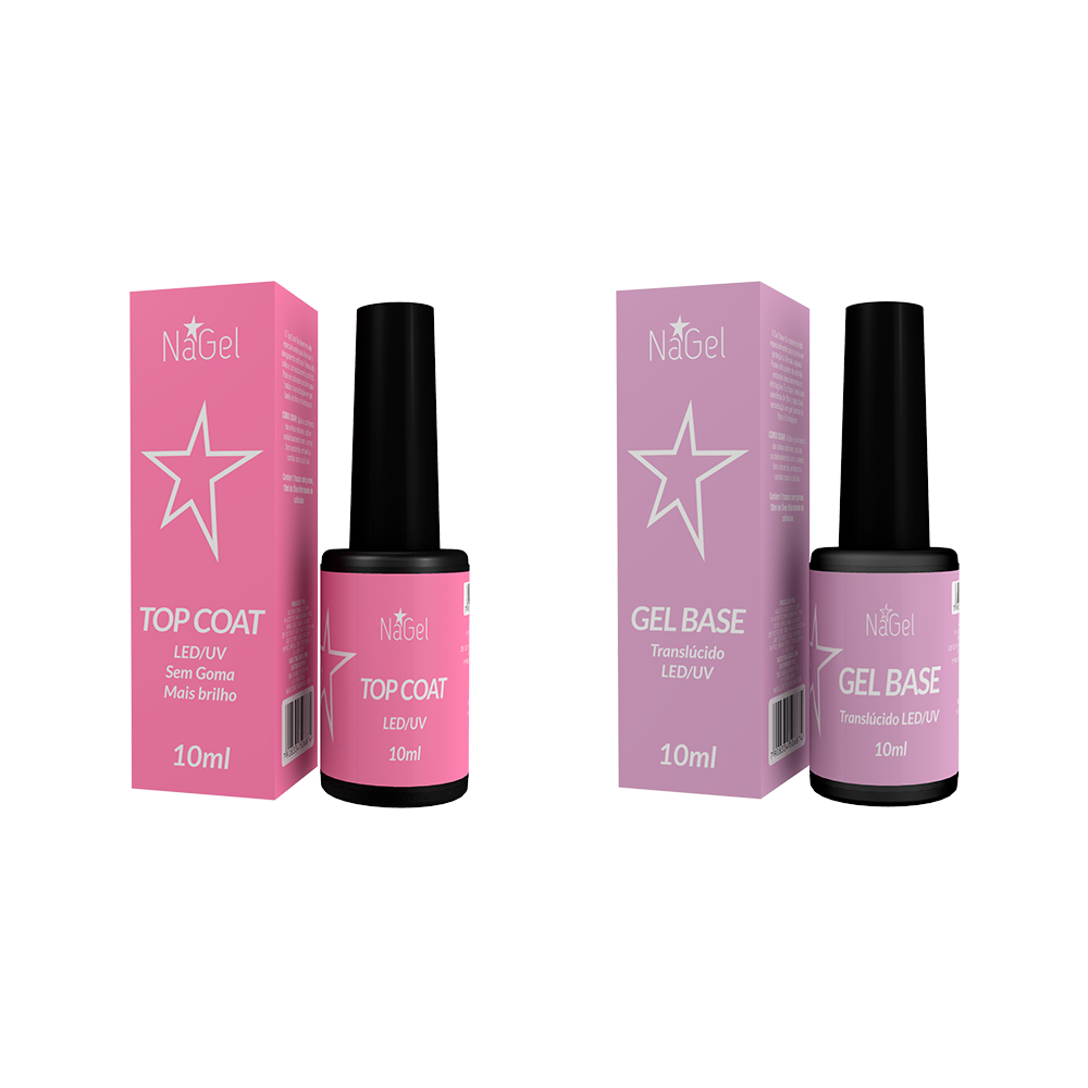 Top Coat Nagel + Gel Base Nagel 10ml - Kit Produtos Para Blindar Unhas