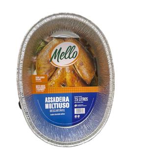 20un. Assadeira Alumínio Descartável Oval 4l - Mello Resistente ( Cx 20un )
