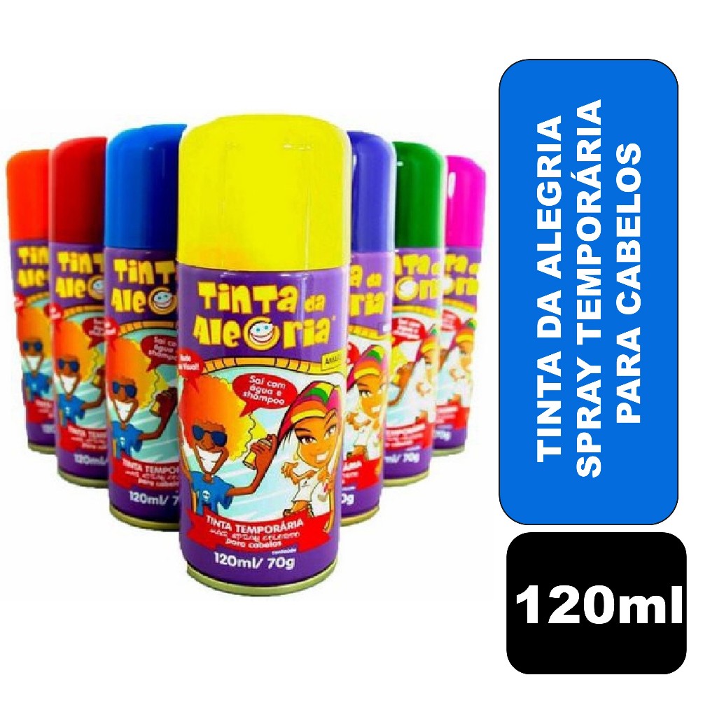 Tinta da Alegria Spray Temporária para Cabelos - Tubo c/ 120 ml