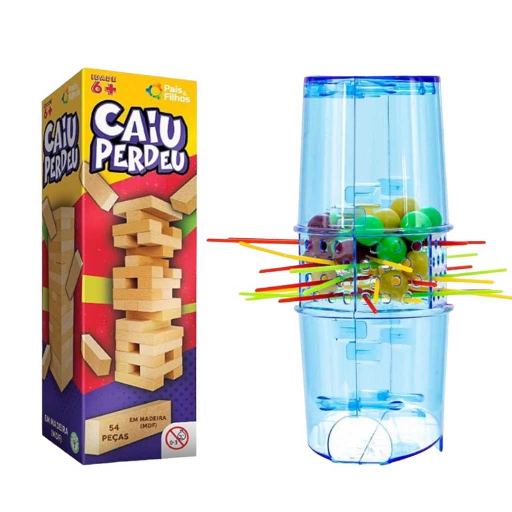 Jogo Madeira Caiu Perdeu 54 Peças - Pais e Filhos brinquedo e Pega Vareta