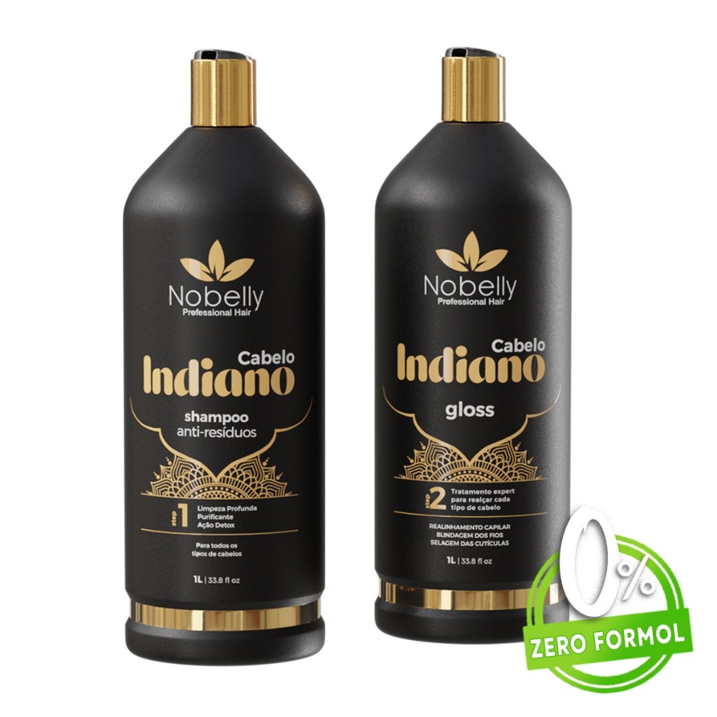 Kit Escova Progressiva Orgânica Sem Formol 1000 ml Alisamento Absoluto Shampoo + Gloss