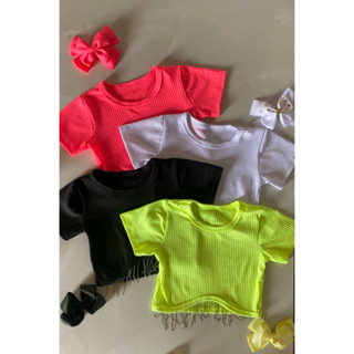 blusa franja infantil menina blusa verão neon infantil menina