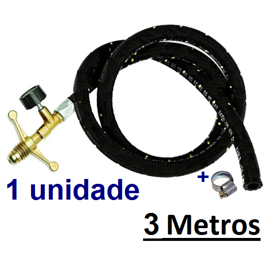 Registro Gás Alta Pressão Fogão Mangueira 3metros - 01 Unid
