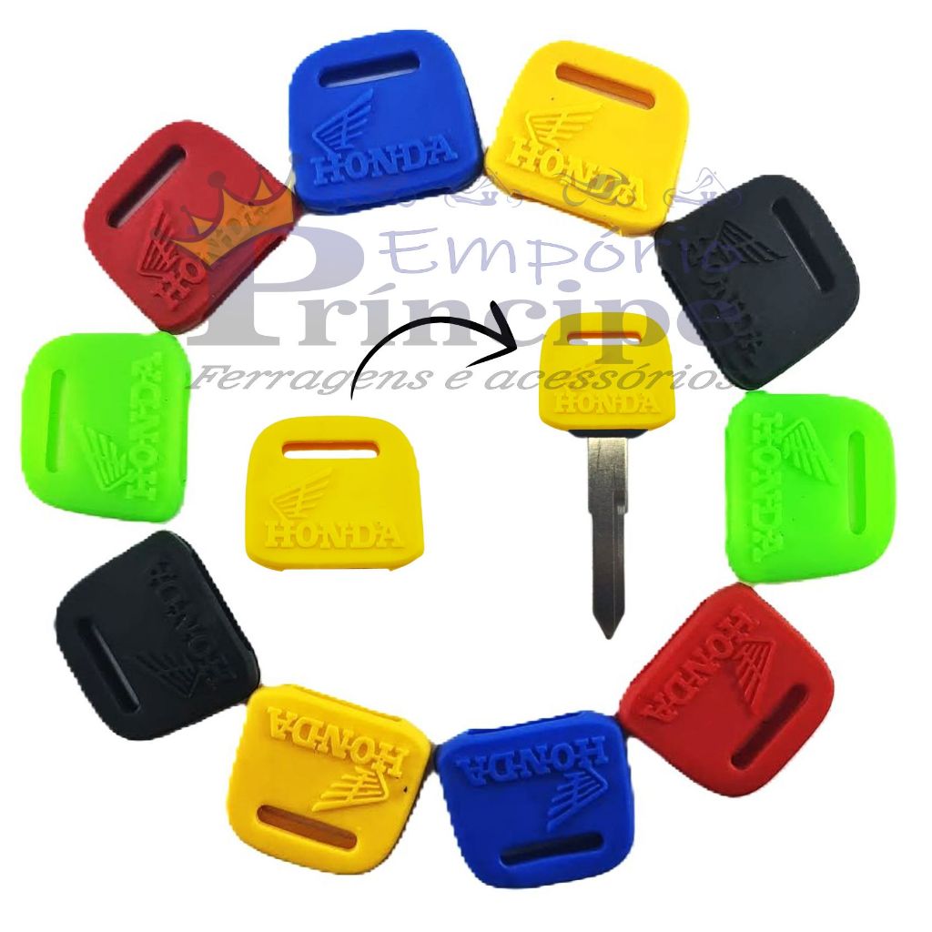 Capa de chave de moto de borracha silicone para Honda - Modelo quadrado