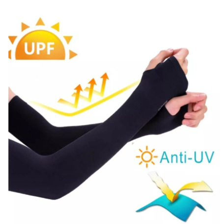 1 Par Manguito Proteção Solar UV 50+ Fina Braço Seda Masculina Feminina Respirável 40cm