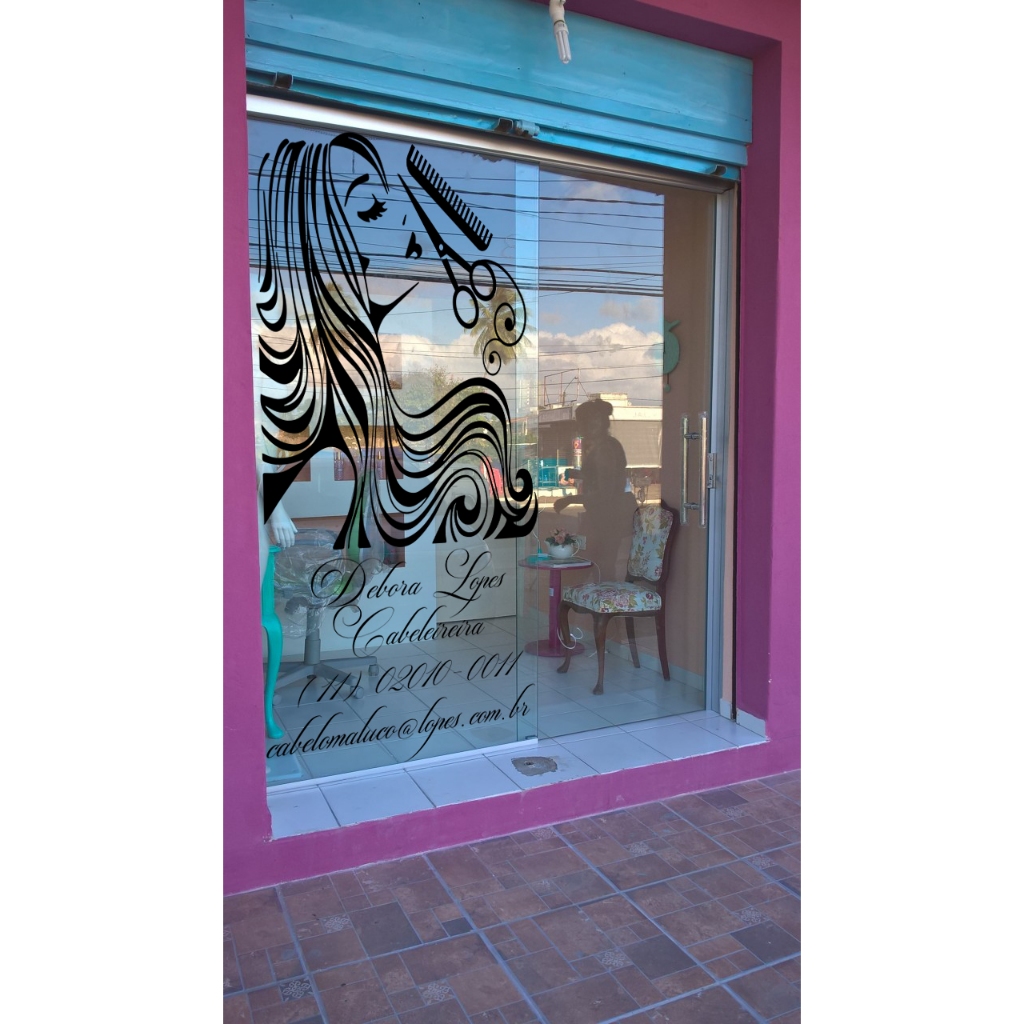 Adesivo Salão Cabeleireira 190x100cm - LEIA TODO ANÚNCIO - barato salão cabelo escova decoração parede beleza mulher