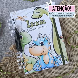 AGENDA ESCOLAR/2026/ DINO/CAPA DURA/PERSONALIZADA COM SEU NOME em Oferta na Shopee