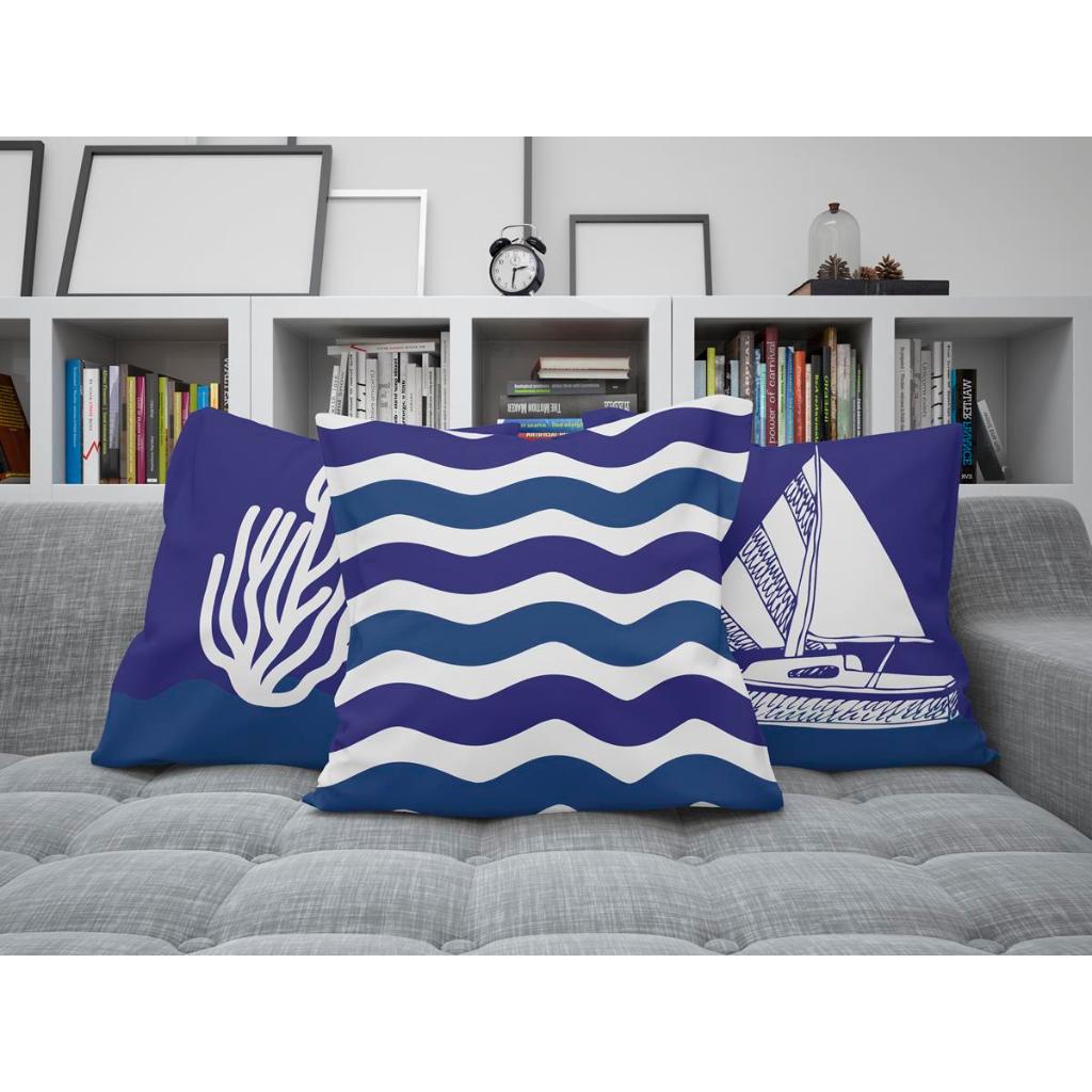 Kit 3 Capas De Almofadas Casa de Praia Capa decorativa modelo praia