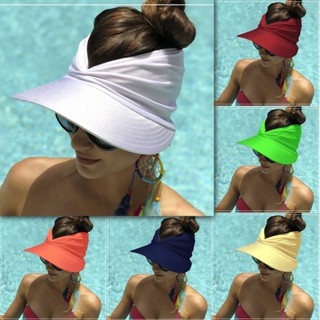 Viseira Turbante Dupla Face de Praia Proteção Solar Chapéu Feminino Verão Piscina