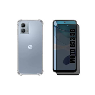 Kit G-53 Capa capinha case transparente Anti Impacto Transparente + Película Privacidade spy p/ Moto G53