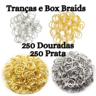 500 Argolinhas Para Tranças Box Braids Argola de Alumínio Prataeada e Dourada