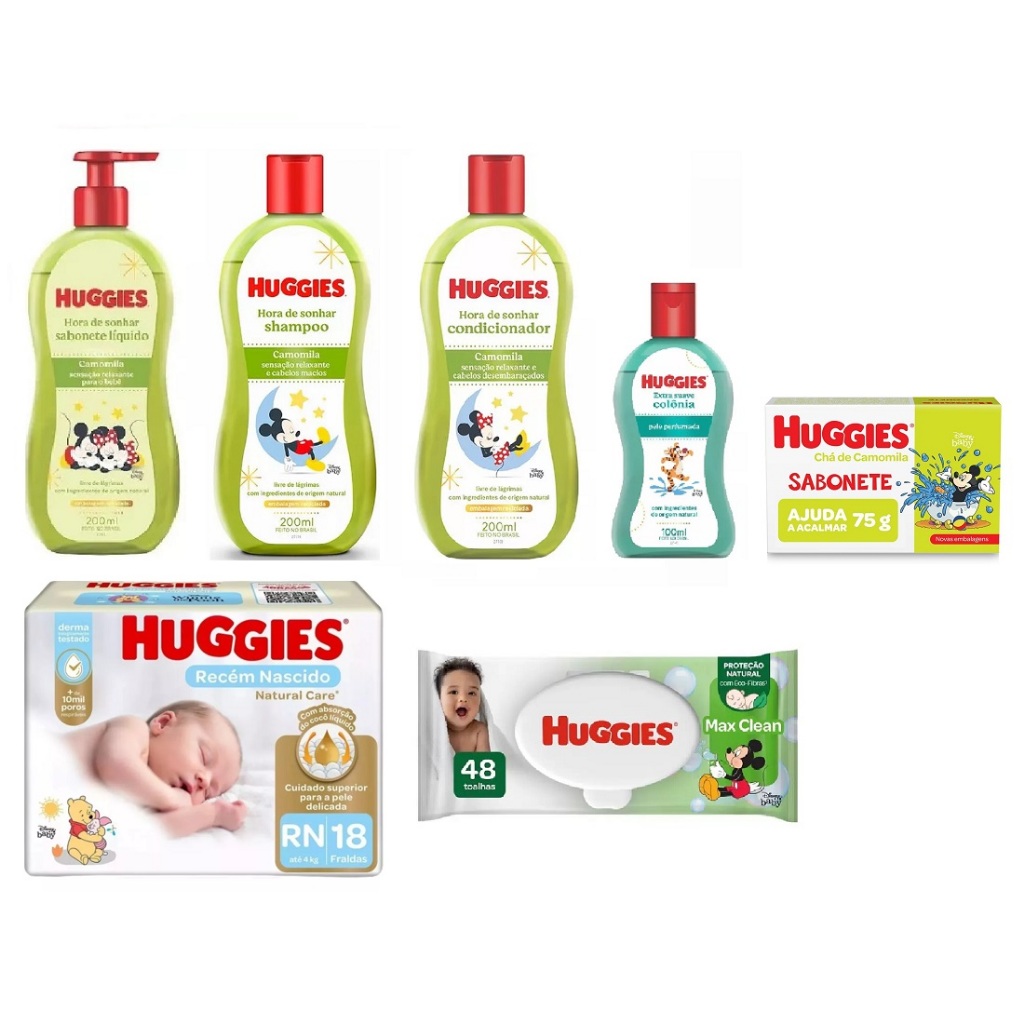 Kit Huggies De Higiene Chá De Camomila Livre De Lágrimas - 7 Ites em Oferta na Shopee