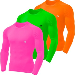 Kit c/3 Camisas Segunda Pele Térmica Proteção Solar UV 50 Unissex Manga Comprida