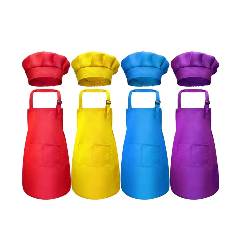 10 kit Avental infantil 3 a 6 anos com chapéu , unissex em tecido Oxford Premium, cozinha arte pintura escola,crianças