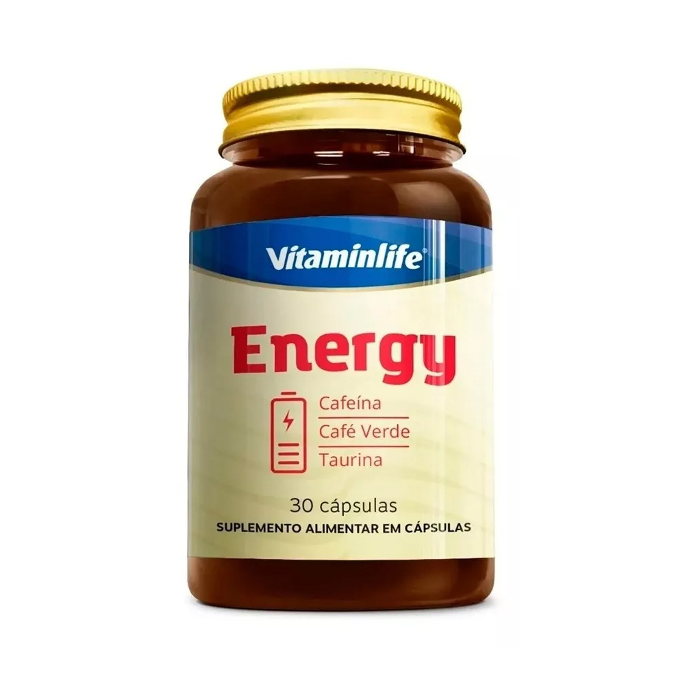 Energy Cafeína Café Verde E Taurina - 30 Caps - Vitaminlife