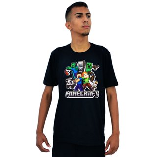 camiseta adulta e infantil minecraft jogo game moda infantil