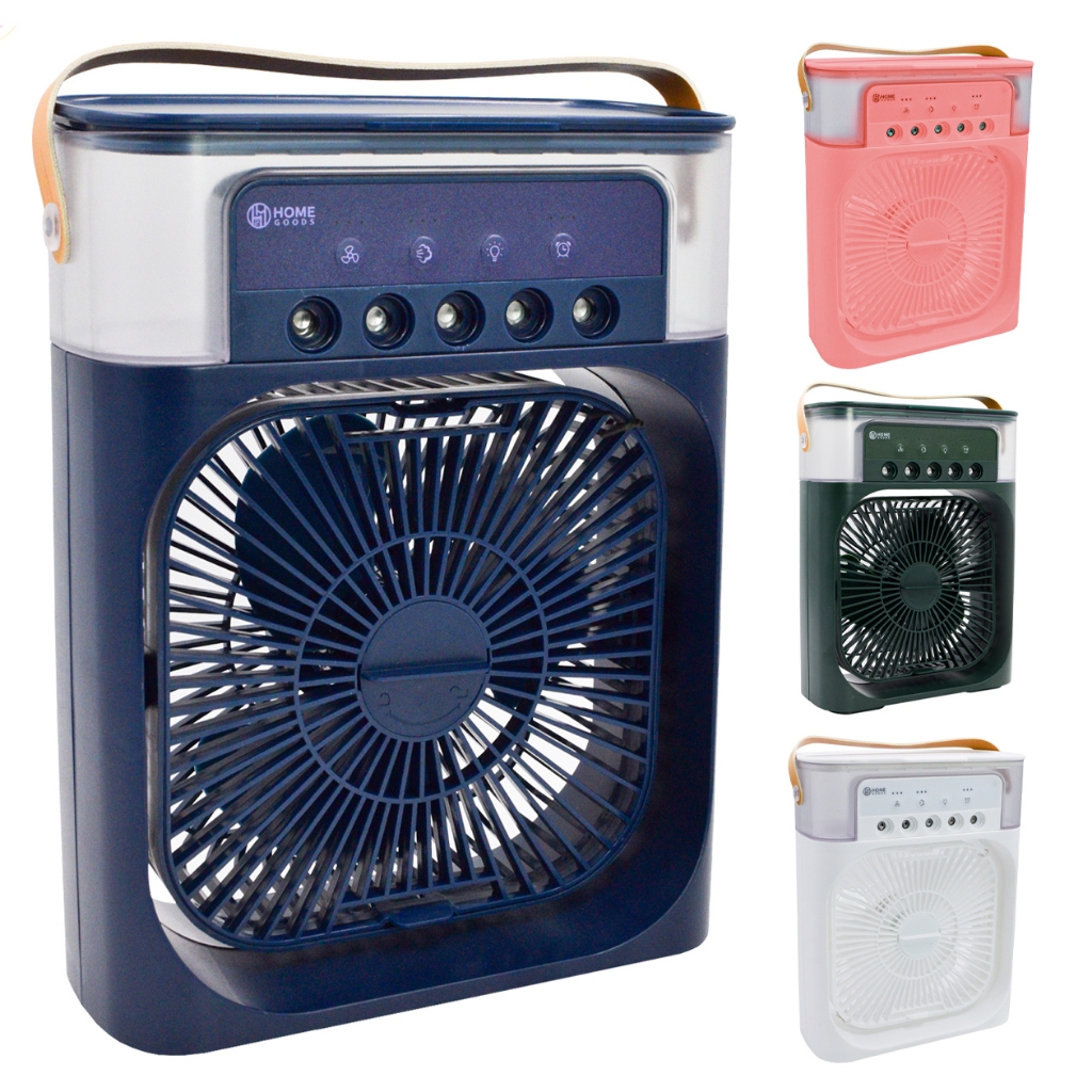 Umidificador Climatizador USB com LED Colorido 600mL Ventilador Mini Ar Condicionado Portátil Mesa