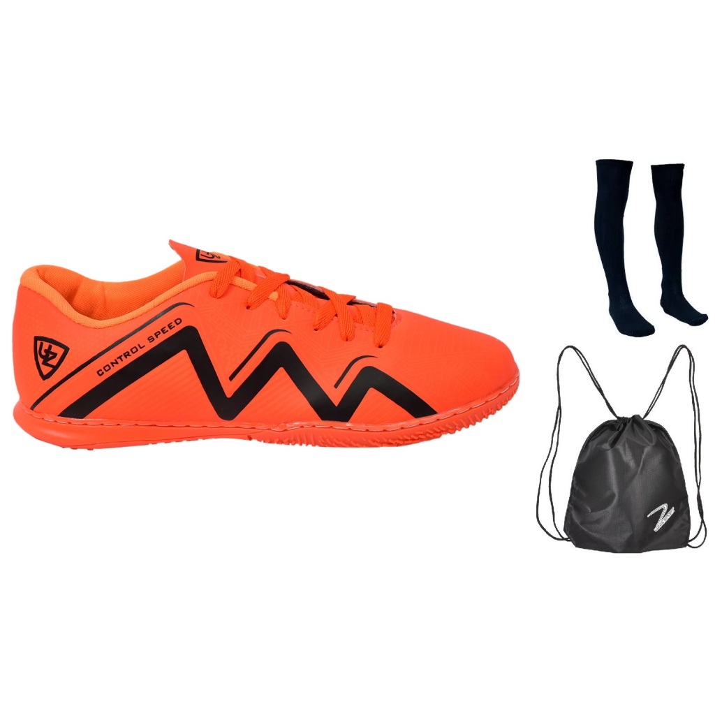 Chuteira Futsal Salão Quadra Nova 1000 Adulto Infantil Confortável Solado Costurado Meião Mochila
