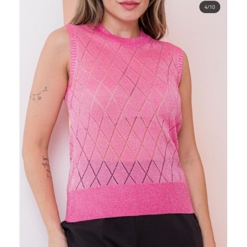 Regata Brilho 34-Blusa codig 2001 Feminina Gola Alta 2024