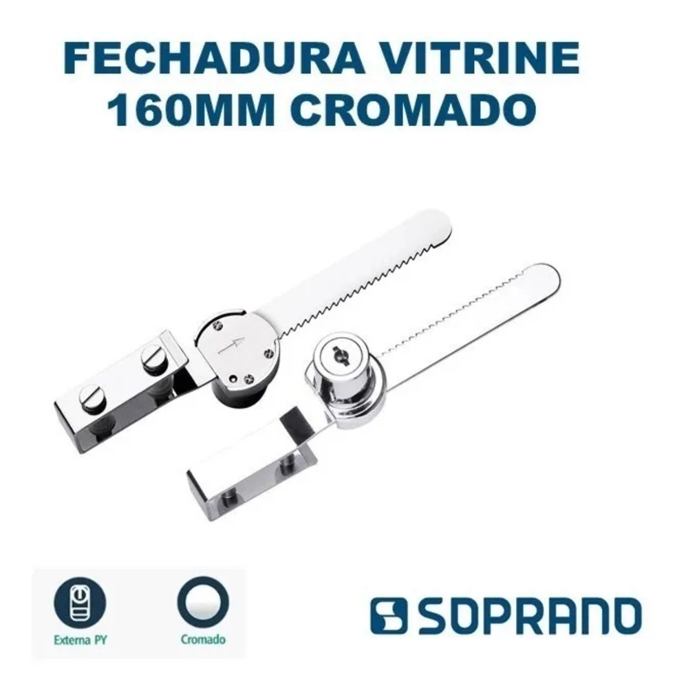 Fechadura Para Vitrine Freezer Trava Jacaré 160mm C/2 Chaves