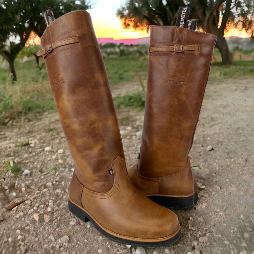 Bota Gaúcha Campeira Masculina Original Beretta100% Couro Crioula 13 Fóssil Mostarda Solado de Borracha