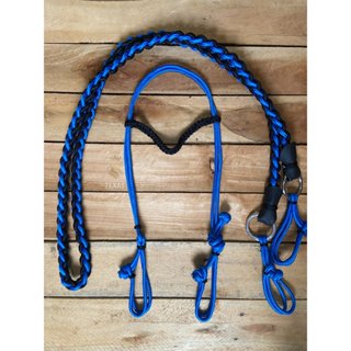 Rédea Para Cavalo Azul Com Biqueira Aço Inox E Cabeçada De Cordinha Para Cavalo em Oferta na Shopee